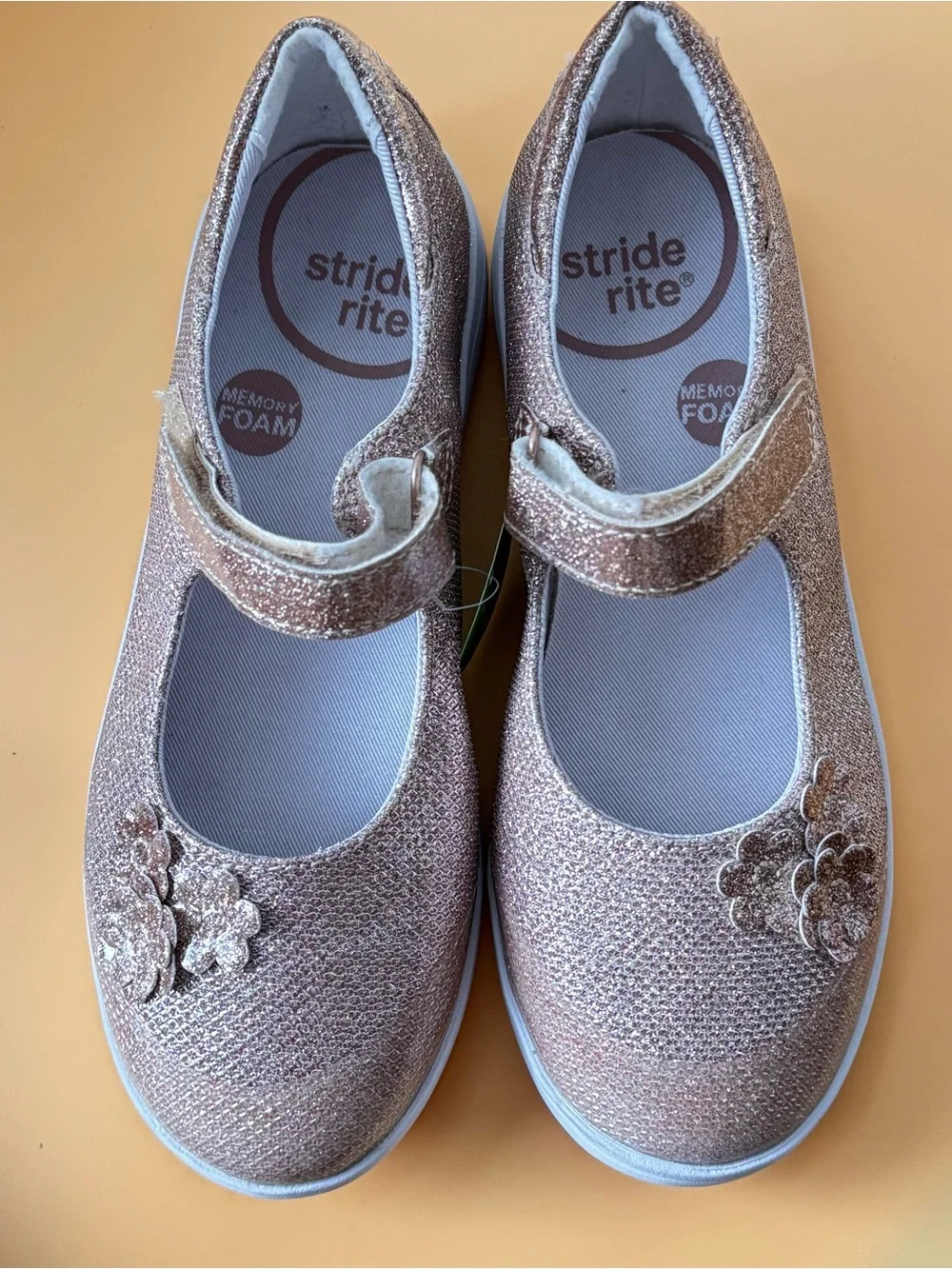 Stride Rite (NWT) Girls' Glitter Mary Janes in Rose Gold Sz 2W